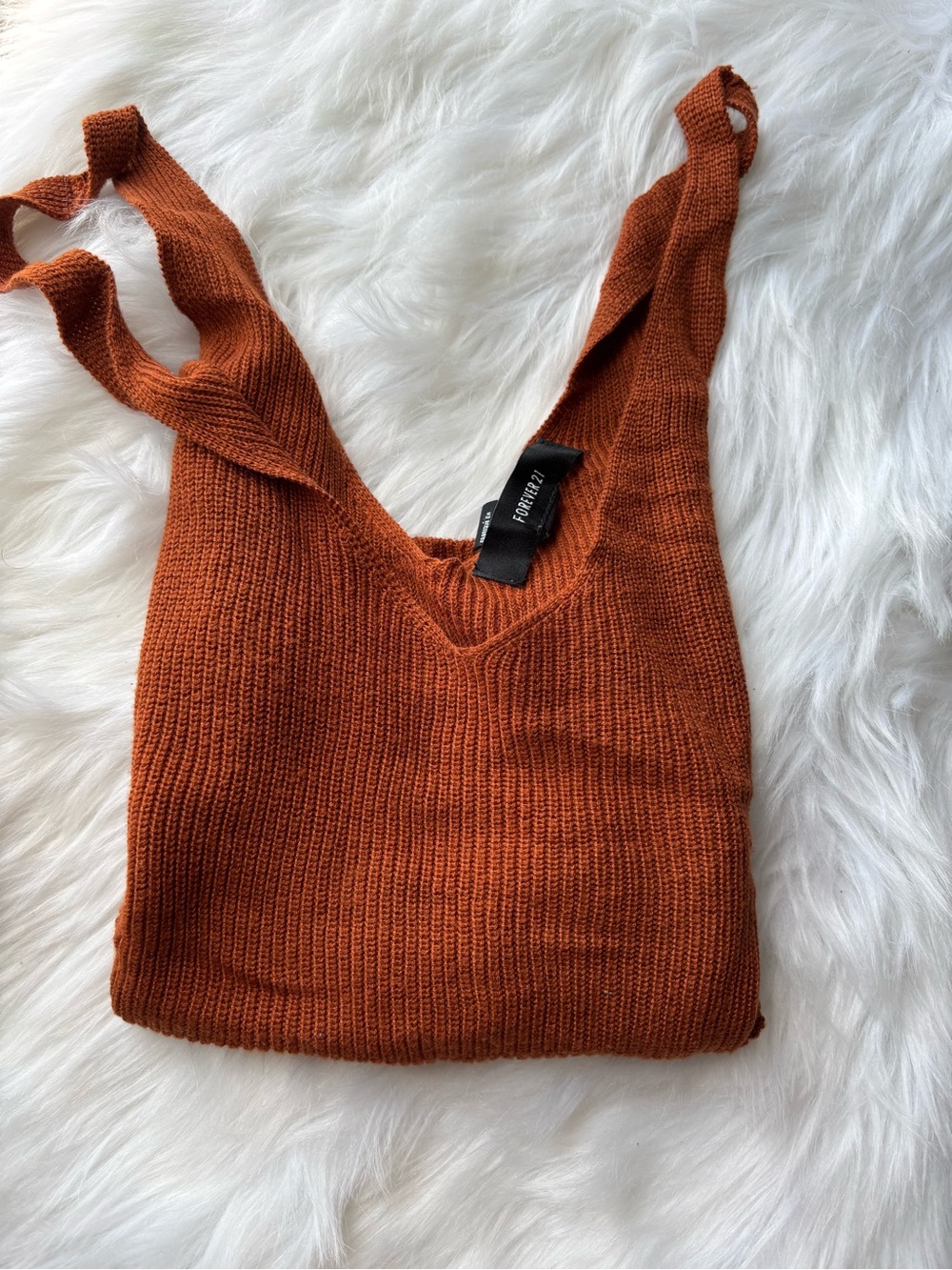 Burnt Orange Knit V-Neck Tank